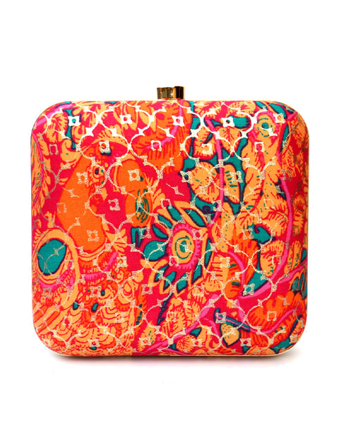 Mustard Designer Printed Heavy Clutches-Accessories