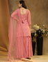Designer Party Wear Faux Georgette Salwar Suit Collection Pink Faux Georgette Palazzo Suit Back View