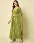 Traditional Function Wear Viscose Rayon Readymade Suit Mehendi Green Viscose Rayon Pant Anarkali Back View