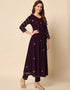 Traditional Function Wear Viscose Rayon Readymade Suit Wine Viscose Rayon Pant Anarkali Back View