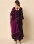 Traditional Function Wear Viscose Rayon Readymade Suit Wine Viscose Rayon Pant Anarkali Side View
