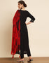 Traditional Function Wear Viscose Rayon Readymade Suit Black Viscose Rayon Pant Anarkali Side View
