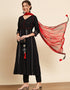 Traditional Function Wear Viscose Rayon Readymade Suit Black Viscose Rayon Pant Anarkali Close-up View