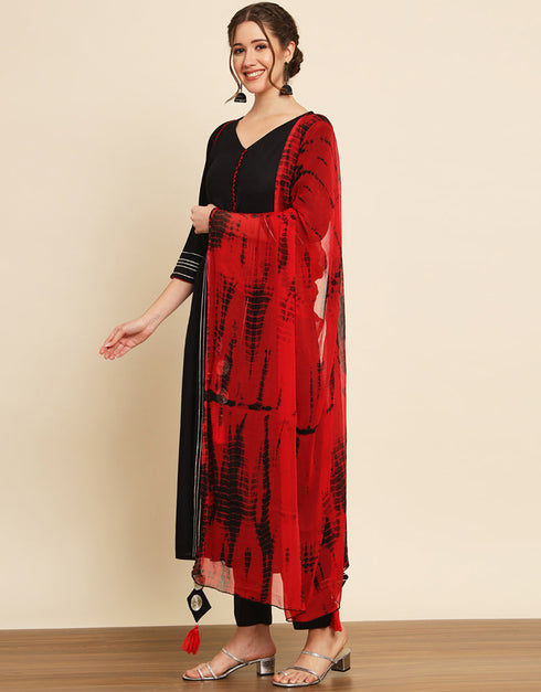 Traditional Function Wear Viscose Rayon Readymade Suit Black Viscose Rayon Pant Anarkali Back View