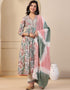 Traditional Function Wear Soft Muslin Readymade Anarkali Suit Multi Soft Muslin Pant Anarkali Close-up View