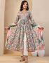 Traditional Function Wear Soft Muslin Readymade Anarkali Suit Multi Soft Muslin Pant Anarkali Front View