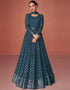 Real Georgette Teal Blue Dress Suit Anarkali Bottom