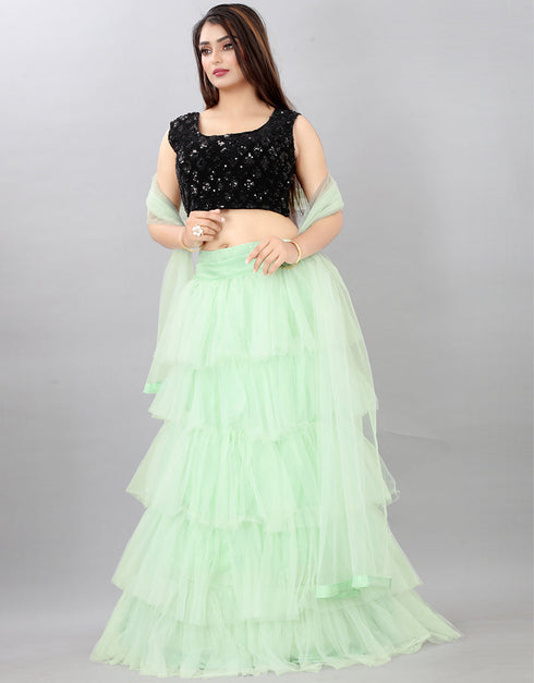 Designer Wedding Wear Heavy Lehenga Choli Collection Black Velvet Lehenga Choli Back View