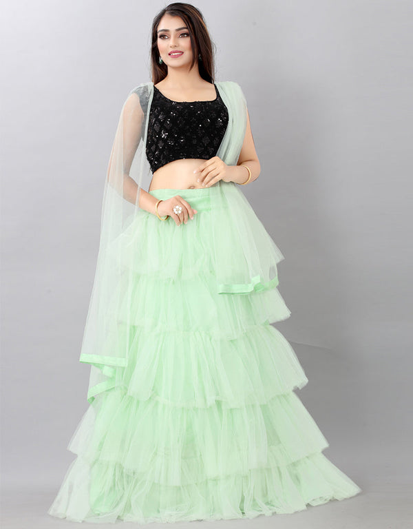 Designer Wedding Wear Heavy Lehenga Choli Collection Black Velvet Lehenga Choli Front View