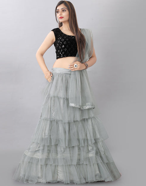 Designer Wedding Wear Heavy Lehenga Choli Collection Black Velvet Lehenga Choli Back View