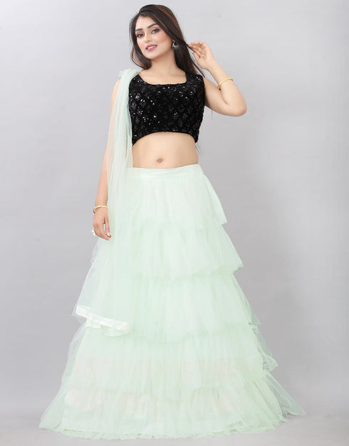 Designer Wedding Wear Heavy Lehenga Choli Collection Black Velvet Lehenga Choli Back View