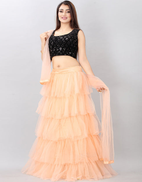 Designer Wedding Wear Heavy Lehenga Choli Collection Black Velvet Lehenga Choli Back View