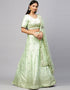 Designer Wedding Wear Heavy Lehenga Choli Collection Green Satin Lehenga Choli Back View