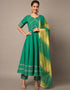 Traditional Function Wear Rayon Readymade Suit Rama Green Rayon Pant Straight Front View