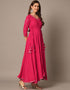 Traditional Function Wear Rayon Readymade Suit Pink Rayon Pant Straight Back View