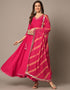 Traditional Function Wear Rayon Readymade Suit Pink Rayon Pant Straight Front View