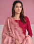 Traditional Function Wear Heavy Salwar Suit Collection Pink Chinnon Chiffon Pant Straight Close-up View
