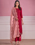 Traditional Function Wear Heavy Salwar Suit Collection Pink Chinnon Chiffon Pant Straight Front View