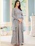 Traditional Function Wear Heavy Butterfly Net Salwar Suit Collection Grey Butterfly Net Pant Anarkali Close-up View