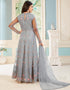 Traditional Function Wear Heavy Butterfly Net Salwar Suit Collection Grey Butterfly Net Pant Anarkali Back View
