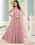Traditional Function Wear Heavy Butterfly Net Salwar Suit Collection Pink Butterfly Net Pant Anarkali Front View