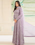 Traditional Function Wear Heavy Butterfly Net Salwar Suit Collection Purple Butterfly Net Pant Anarkali Close-up View