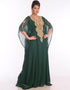 Muslimah Bottle Green Georgette Hand Embroidery Party Wear Kaftan
