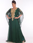 Muslimah Bottle Green Georgette Hand Embroidery Party Wear Kaftan