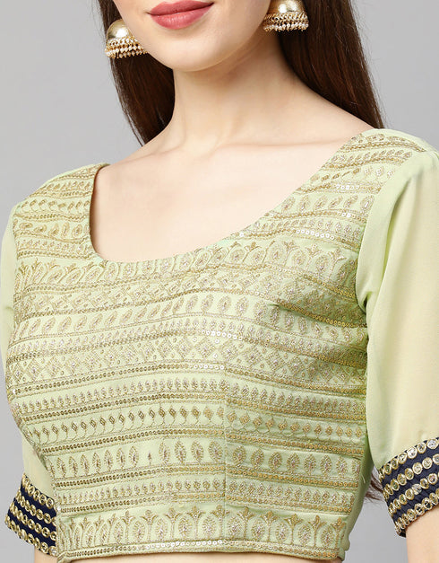 Designer Wedding Wear Heavy Georgette Lehenga Choli Collection Green Georgette Lehenga Choli Front View