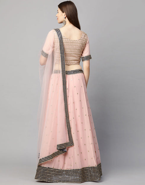 Designer Wedding Wear Heavy Georgette Lehenga Choli Collection Pink Georgette Lehenga Choli Back View