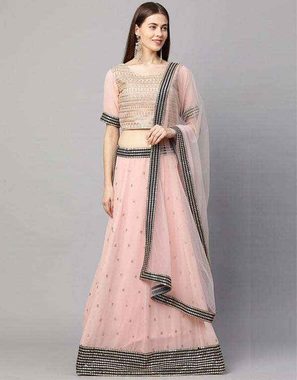 Designer Wedding Wear Heavy Georgette Lehenga Choli Collection Pink Georgette Lehenga Choli Front View