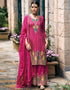 Designer Party Wear Chinon Silk Salwar Suit Collection Pink Chinon Silk Palazzo Straight Front View
