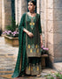 Designer Party Wear Chinon Silk Salwar Suit Collection Green Chinon Silk Palazzo Straight Front View