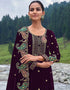 Designer Party Wear Velvet Salwar Suit Collection Purple Velvet Pant Straight Close-up View