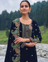 Designer Party Wear Velvet Salwar Suit Collection Blue Velvet Pant Straight Close-up View