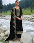 Designer Party Wear Velvet Salwar Suit Collection Black Velvet Pant Straight Front View