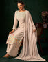 Traditional Function Wear Heavy Salwar Suit Collection Beige Pure Viscos Bemberg Gorgette Palazzo Straight Close-up View