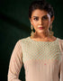 Traditional Function Wear Heavy Salwar Suit Collection Beige Pure Viscos Bemberg Gorgette Palazzo Straight Front View