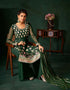 Traditional Function Wear Heavy Salwar Suit Collection Green Pure Viscos Bemberg Gorgette Palazzo Straight Close-up View