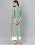 Traditional Function Wear Heavy Rayon Readymade Kurti With Bottom Collection Sea Green Rayon Palazzo Straight Back View