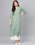 Traditional Function Wear Heavy Rayon Readymade Kurti With Bottom Collection Sea Green Rayon Palazzo Straight Front View