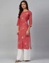 Traditional Function Wear Heavy Rayon Readymade Kurti With Bottom Collection Maroon Rayon Palazzo Straight Close-up View