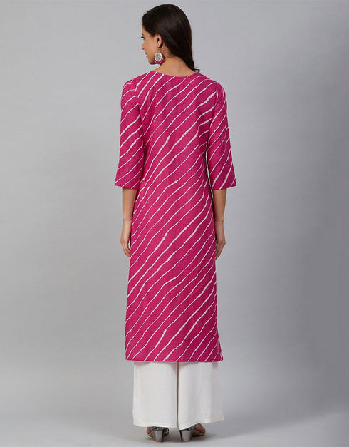 Traditional Function Wear Heavy Rayon Readymade Kurti With Bottom Collection Pink Rayon Palazzo Straight Back View