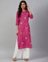 Traditional Function Wear Heavy Rayon Readymade Kurti With Bottom Collection Pink Rayon Palazzo Straight Front View
