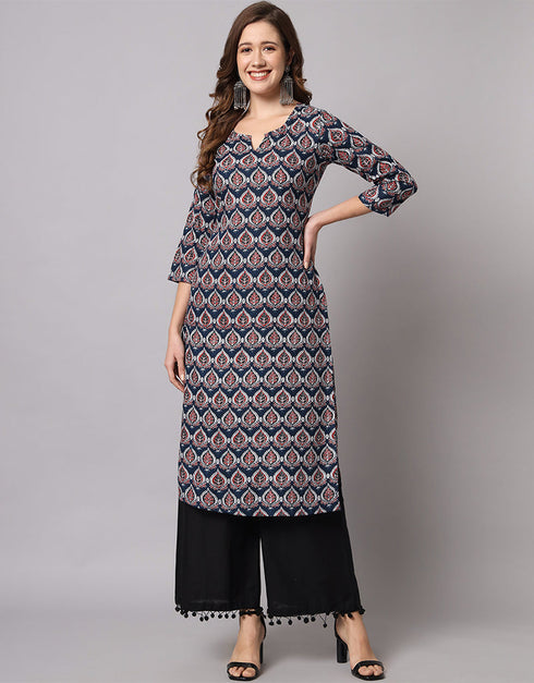 Traditional Function Wear Heavy Rayon Readymade Kurti With Bottom Collection Multi Rayon Palazzo Straight Front View