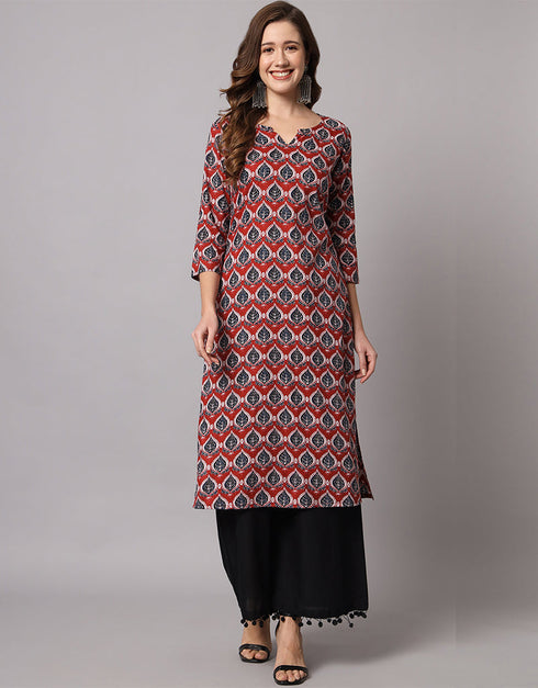 Traditional Function Wear Heavy Rayon Readymade Kurti With Bottom Collection Multi Rayon Palazzo Straight Front View