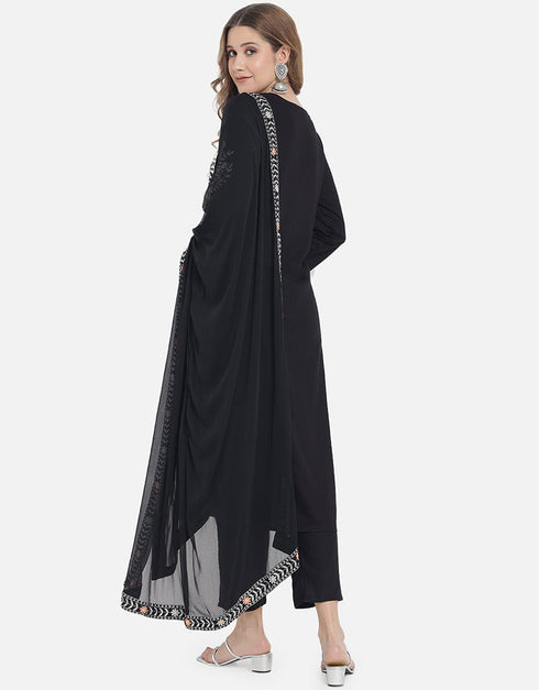 Traditional Function Wear Heavy Rayon Readymade Salwar Suit Collection Black Rayon Pant Straight Side View