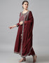 Traditional Function Wear Heavy Rayon Readymade Salwar Suit Collection Maroon Rayon Pant Straight Close-up View
