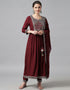 Traditional Function Wear Heavy Rayon Readymade Salwar Suit Collection Maroon Rayon Pant Straight Front View
