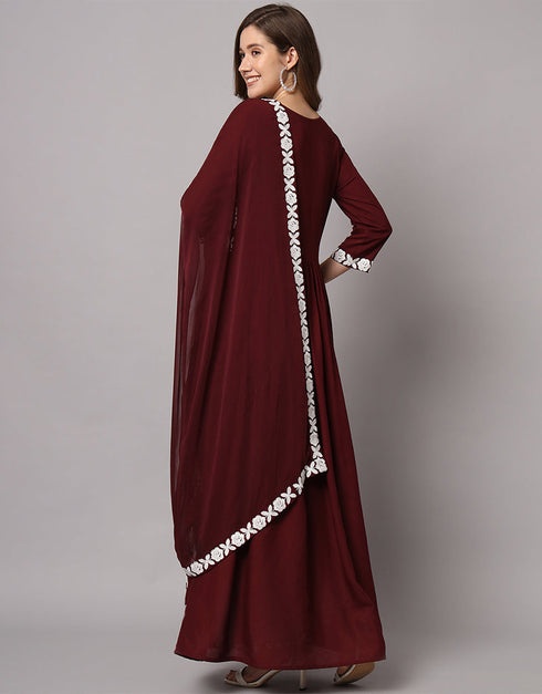 Traditional Function Wear Heavy Rayon Readymade Salwar Suit Collection Wine Rayon Pant Straight Side View